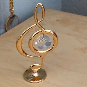 24 Gold Plated Austrian Crytal Golden Treble Clef Music Note Stand